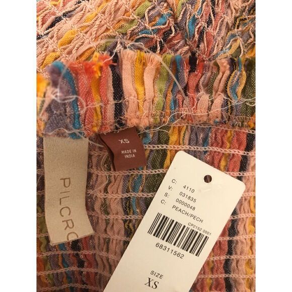 Brand New Anthropologie Rainbow Smocked Y2K Tube Crop Top XS - Picture 4 of 11